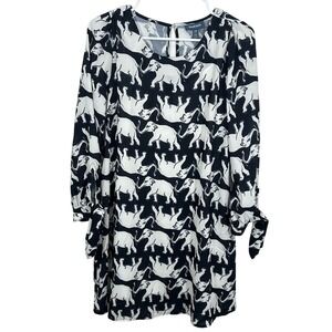 Modcloth Women's Size XS NWT Black White Elephant Print Mini Dress Boho Quirky